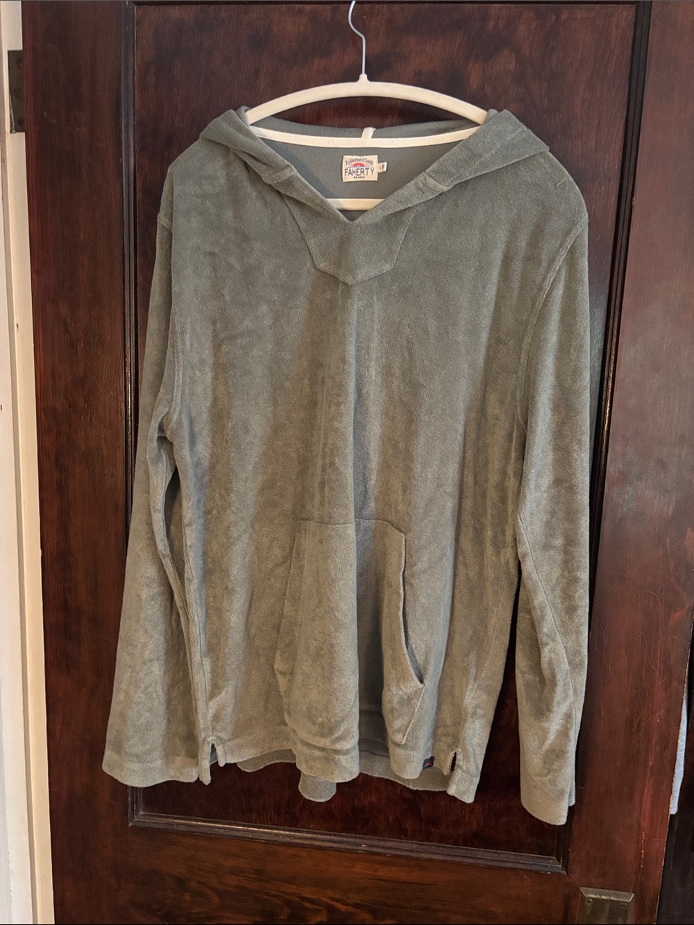 Faherty - cabana towel terry Baja hoodie - desert olive - L